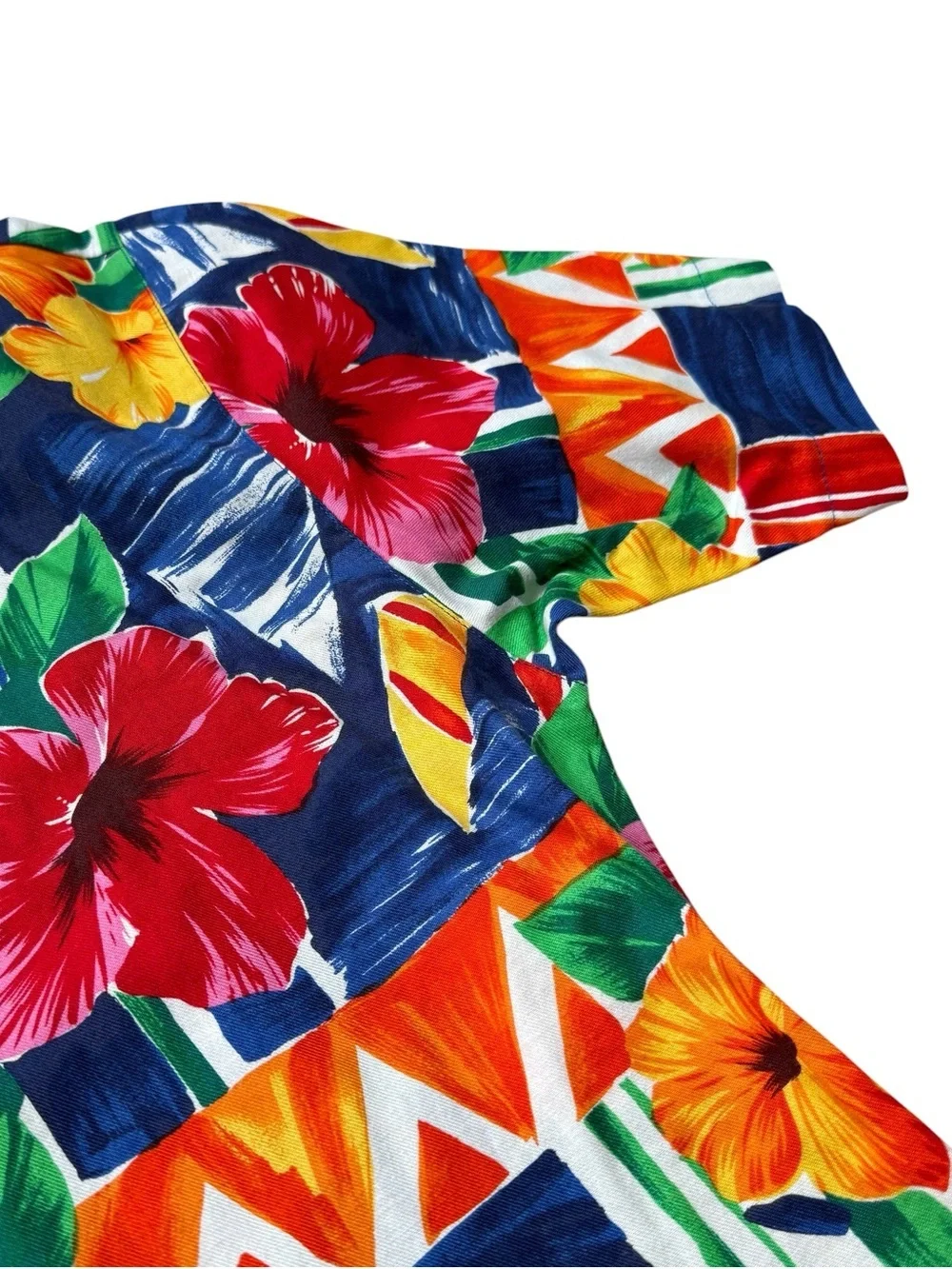 VTG Tropical Floral Two Piece Set Hawaiian Shirt Shorts Matching Resort Set Sz 8